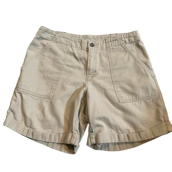 Vintage Liz Claiborne khaki mid rise cargo utility shorts size 8 - Picture 1 of 9